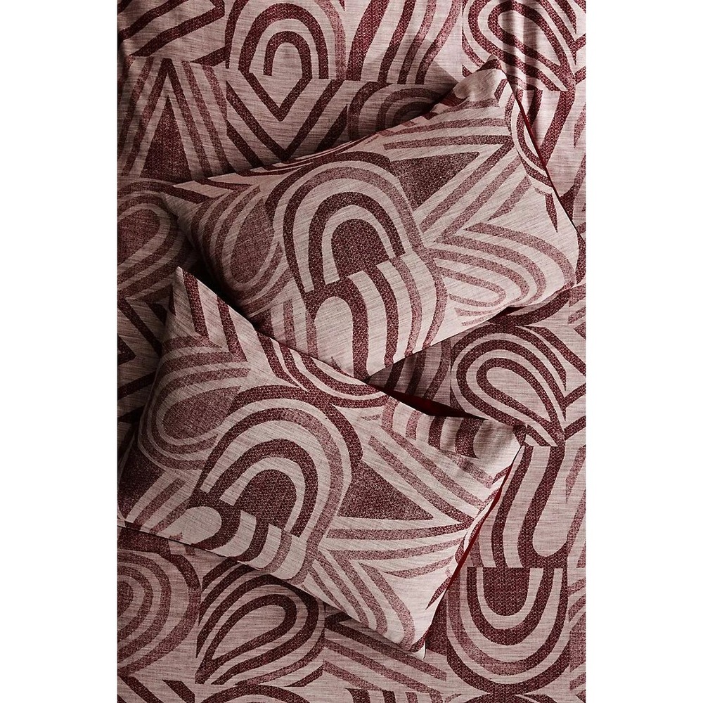 Anthropologie Lemieux et‎ Cie Francoise Pillow Sham Set 2 Standard Rust Abstract